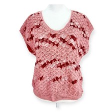 VTG PINK SHELL CROCHET CARDIGAN SWEATER ROCKABILLY PREPPY WHIMSICAL FLAPPER MOD