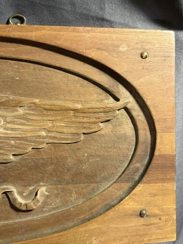Antique Deep Relief Folk Art Carved Wooden Eagle Patriotic Wall Plaque - Picture 7 of 10