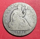 1891 US Seated LIBERTY SILVER Half Dollar! "Philadelphia" Mint! Lower Mintage!