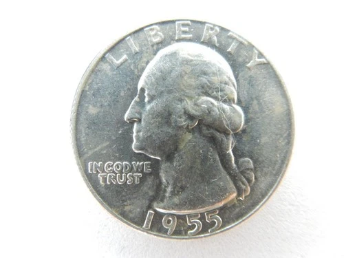 1955 D SILVER WASHINGTON QUARTER DOLLAR, BU+ DETAILS