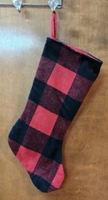 Christmas Stocking Red Black Buffalo Check Plaid Country Farmhouse Cabin Modern