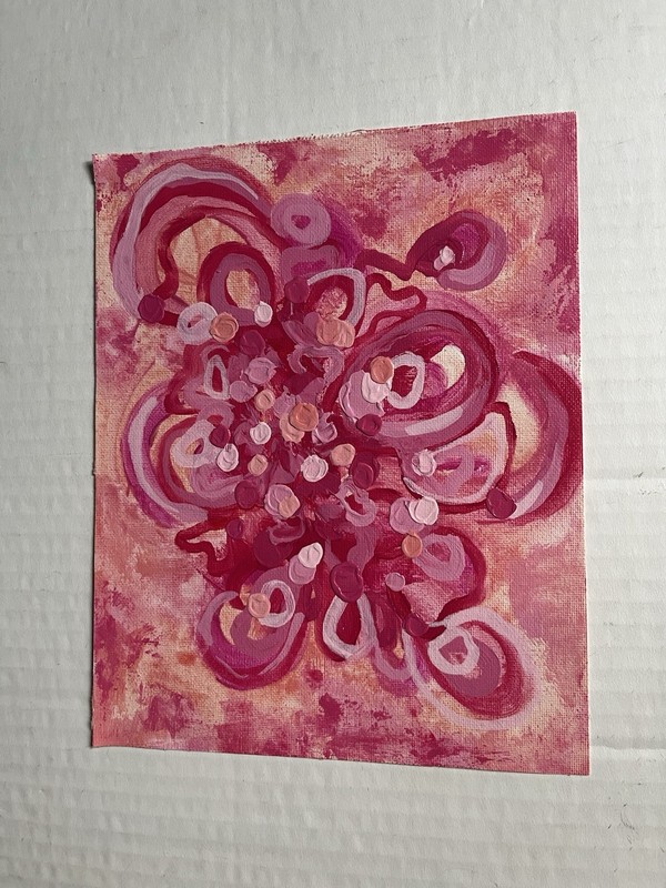 Unframed Abstract Floral Painting | Pink Original Acrylic Wall Art 8x10 