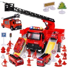 Fire Truck Toy with Water-Spraying, Lights  Sirens for , Includes Large Park...