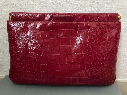 Bolso sin asas Miu Rosa Cocodrilo Cuero Repujado Elegante Cartera de Diseñador USADO #9781 - Imagen 2 de 3