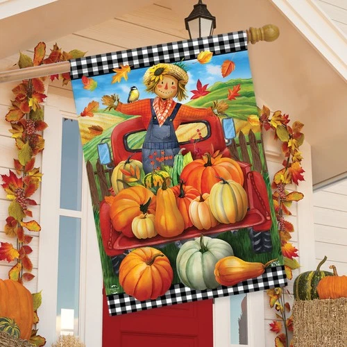Briarwood Lane Pumpkin Pickup Scarecrow House Flag - Thumbnail 3
