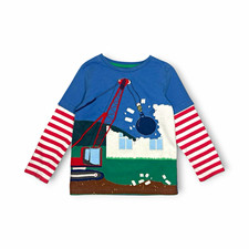 Mini Boden LTF Construction Scene Applique Long Sleeve Shirt