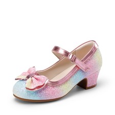 Girls Glitter Dress Pumps Mary Jane Low Heel Flower Girl Formal Party