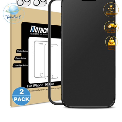 Matte Schutzfolie 2x für iPhone 16 Pro + 2x Kameraschutz 9H 2,5D