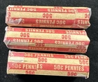 3 rolls (50) wheat pennies in each roll