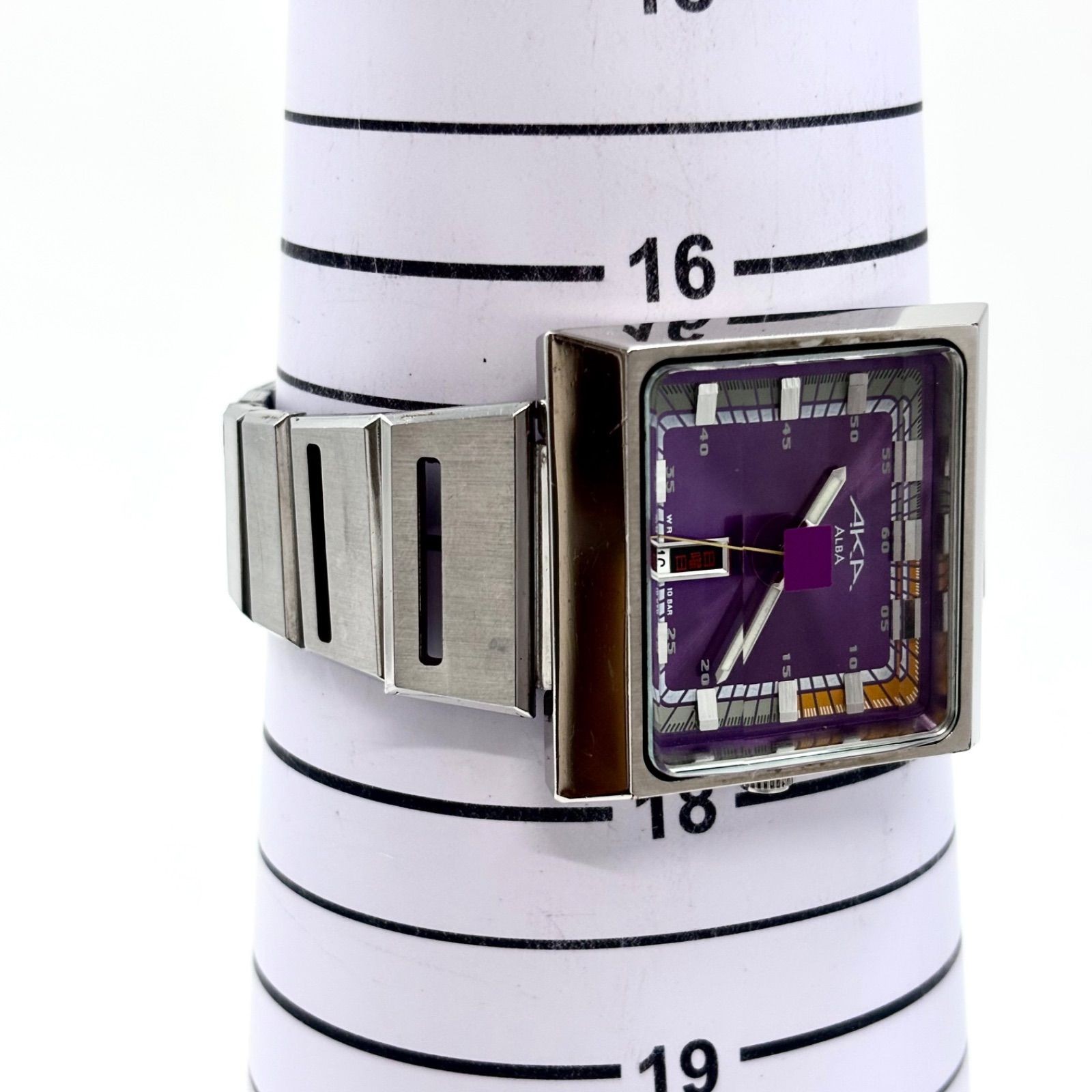 SEIKO AKA ALBA Quartz Watch Purple Dial Square 904 Fr… - Gem