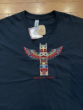 Canada Totem Pole Embroidered T Shirt XL Northwest Spirit Indigenous Art NWT