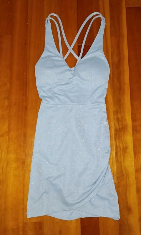 🌺 Women's 13 Light Blue Sparkly Formal Dress Homecoming L Party Dance Jr Hoco