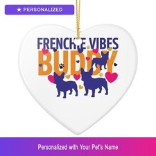 Custom French Bulldog Frenchie Pet Lover Ornament Personalized Heart Shaped