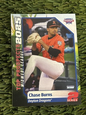 #ad Chase Burns 2025 Midwest League Top Prospects Series 2 #1 Dayton Dragons $2.99