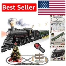 Remote Control Steam Locomotive Train with Durable Alloy and Glowing Carriages
