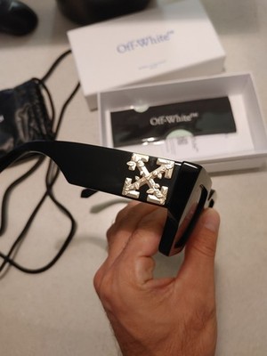 OFF-WHITE Catalina Black Gold Sunglasses Amazing Side Logo (X), Nice Lenses