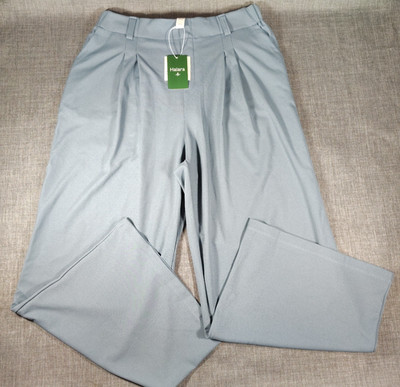 Halara Wide Leg Pants Women's XL Pale Blue Front Pleated Elastic Waist Casual