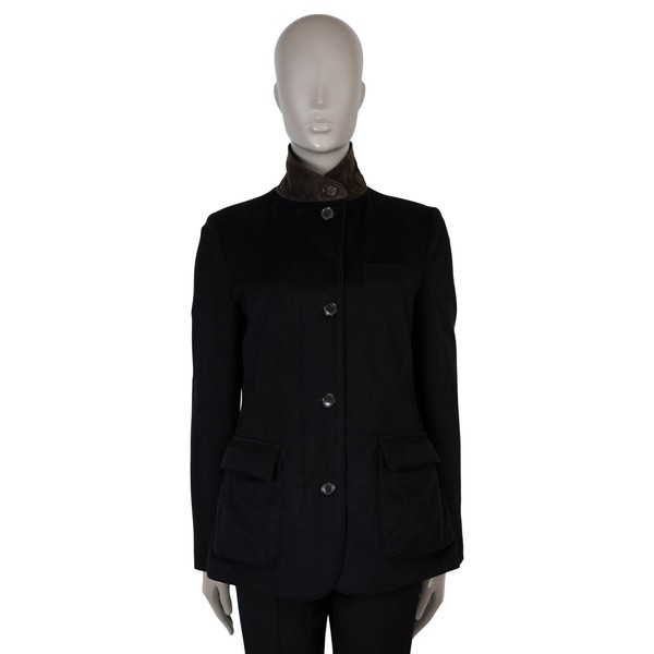 LORO PIANA Roadster Mini Jacket in Black Cashmere 42 M