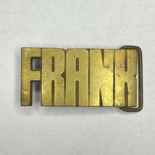 Brass Belt Buckle Frank Western Style Name Buckle Vintage