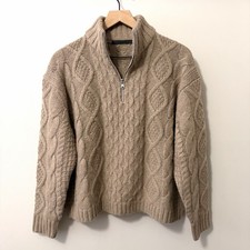 Jenni Kayne Cable Half Zip Sweater In Clove Wool Alpaca Size Medium