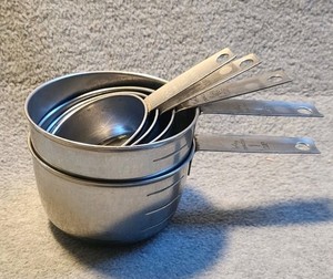 Vintage FOLEY Script Stainless Nesting Measuring Cups Set of 5