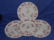 Antique DAVENPORT pottery plates : Pink flowers
