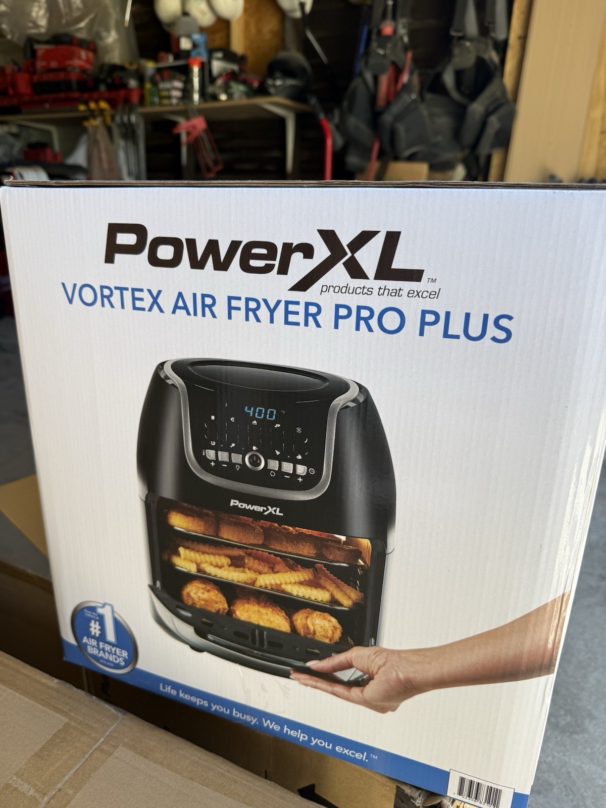 NEW-In-BOX PowerXL Vortex Air Fryer Pro 10 Qt Black 7-in-1 Bake Broil Rotisserie