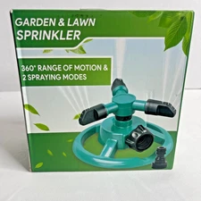 360° Garden Lawn Sprinkler Rotating Water Irrigation System 3 Arm Spray New