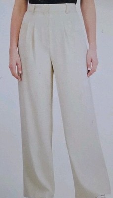 French Connection Women Cream or Black Wide Leg Pleated High Rise Trouser Pants