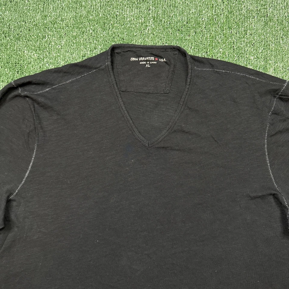 Camiseta JOHN VARVATOS Para Hombre Talla XL Negra Manga Corta Cuello en V Elastizada Calce Ajustado Foto 4 de 4