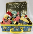 Vintage Ty SpongeBob SquarePants Beanie Babies Lot With Large Lunch Box Tin