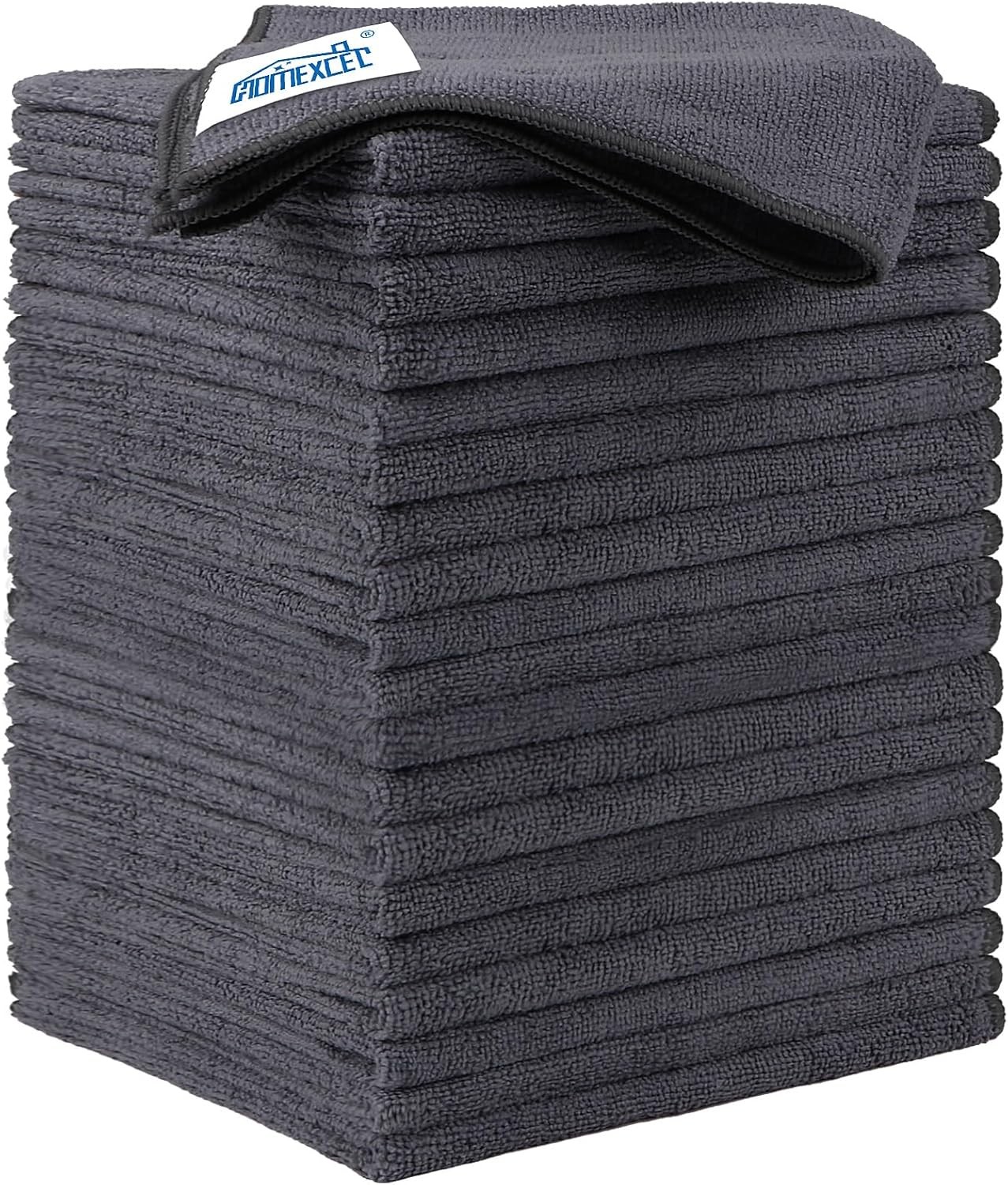 Microfibre Cloth 20 Pack Grey, Ultra Absorbent Cleaning Cloths, Lint Free
