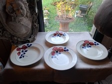4 Assiettes Creuses Service Roses Rouges  Creil Et Montereau