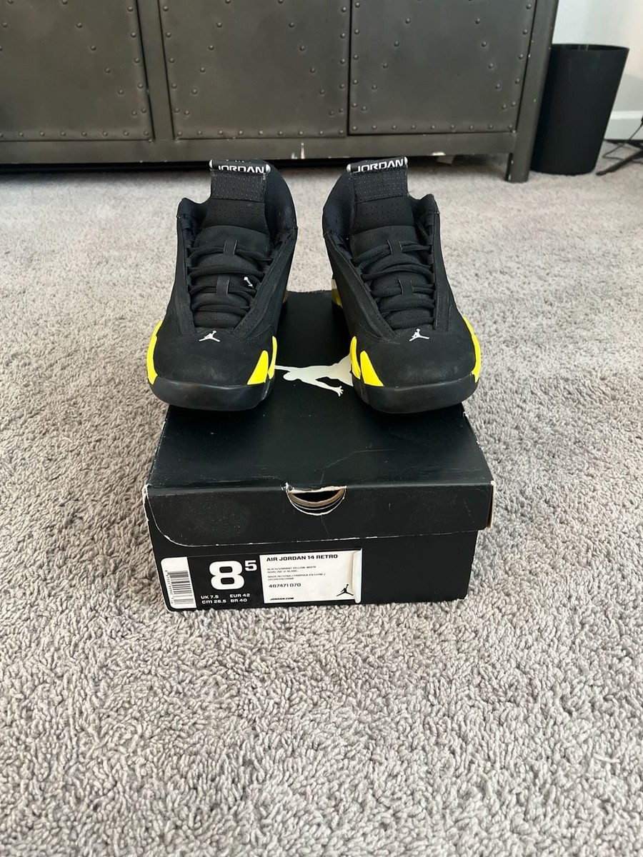 Jordan 14 ブラック/イエロー バスケットシューズ Air Jordan 14 Retro Thunder Black Vibrant Yellow Size 8.5 | eBay