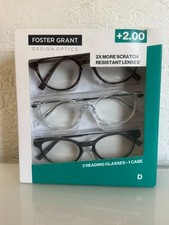 Foster Grant Reading Glasses 2.00, Full Rim Plastic - 3 Pack