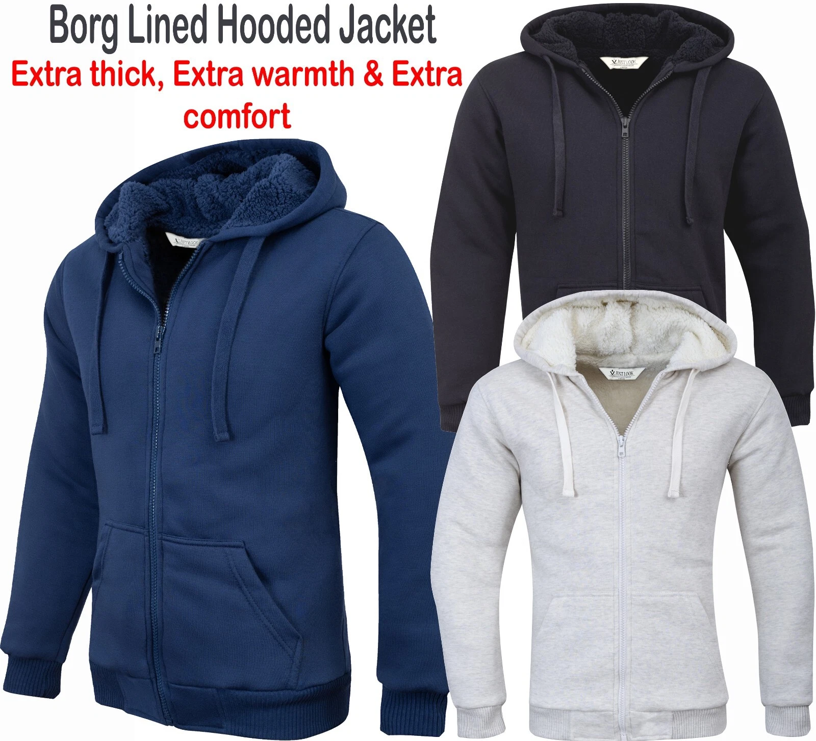 Mens Padded Borg Fleece Sherpa Lined Full Zip Up Hoodie Sweatshirt Jacket M-3XL
Opens in a new windo