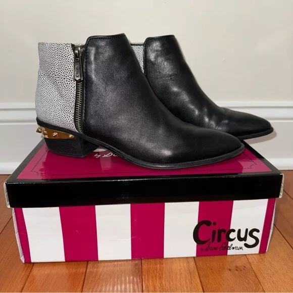 Circus by Sam Edelman Holt Black and White Leather Ankle Boots eBay