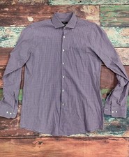 Boss Hugo Boss Purple Check Sharp Fit Long Sleeve Button Up Men s Size 16