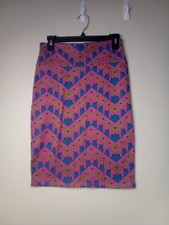 Lularoe Skirt Women S Straight Knee Length Pull On Stretch Pattern Colorful