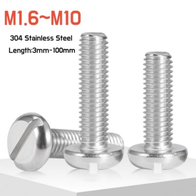 M1.6 to M10 Slotted Pan Cheese Head Bolt Machine Screws A2 Stainless Steel