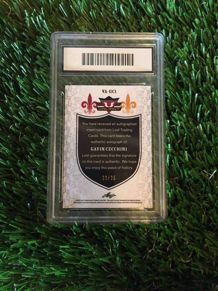 2012 LEAF VALIANT GAVIN CECCHINI PRISMATIC PURPLE REFR. AUTO RC #D /25 WBG 10 - Image 3 of 4