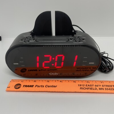 Easy Dok Alarm Clock w/Dual Charging Ports & Universal Smartphone Cradle Black