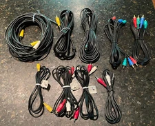 Lot of 9 RCA Cables Composite Male to Male Audio Video Stereo AV VCR DVD TESTED