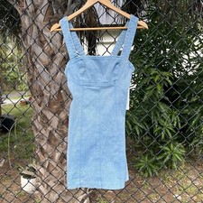 Urban Outfitters Golden Hour Structured Denim Mini Dress Blue Size Medium Womens