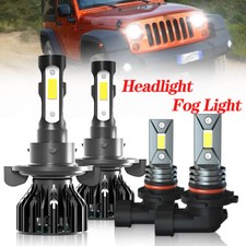 For Sport Utility 3.8l Jeep Wrangler 2007-2009 4x Led Headlight Fog Light Bulbs