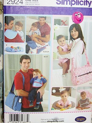 Simplicity #2924 Diaper Bag, Changing Pad, Burp Cloth, Tummy Pillow, Bib & More 