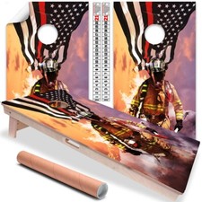 Firefighter Red Line American Flag Fire Department Decal for Board Cover Sticker