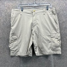 Vtg LL Bean Shorts Men Large Khaki Cargo Beige Pockets Utility Nylon Hiking Camp