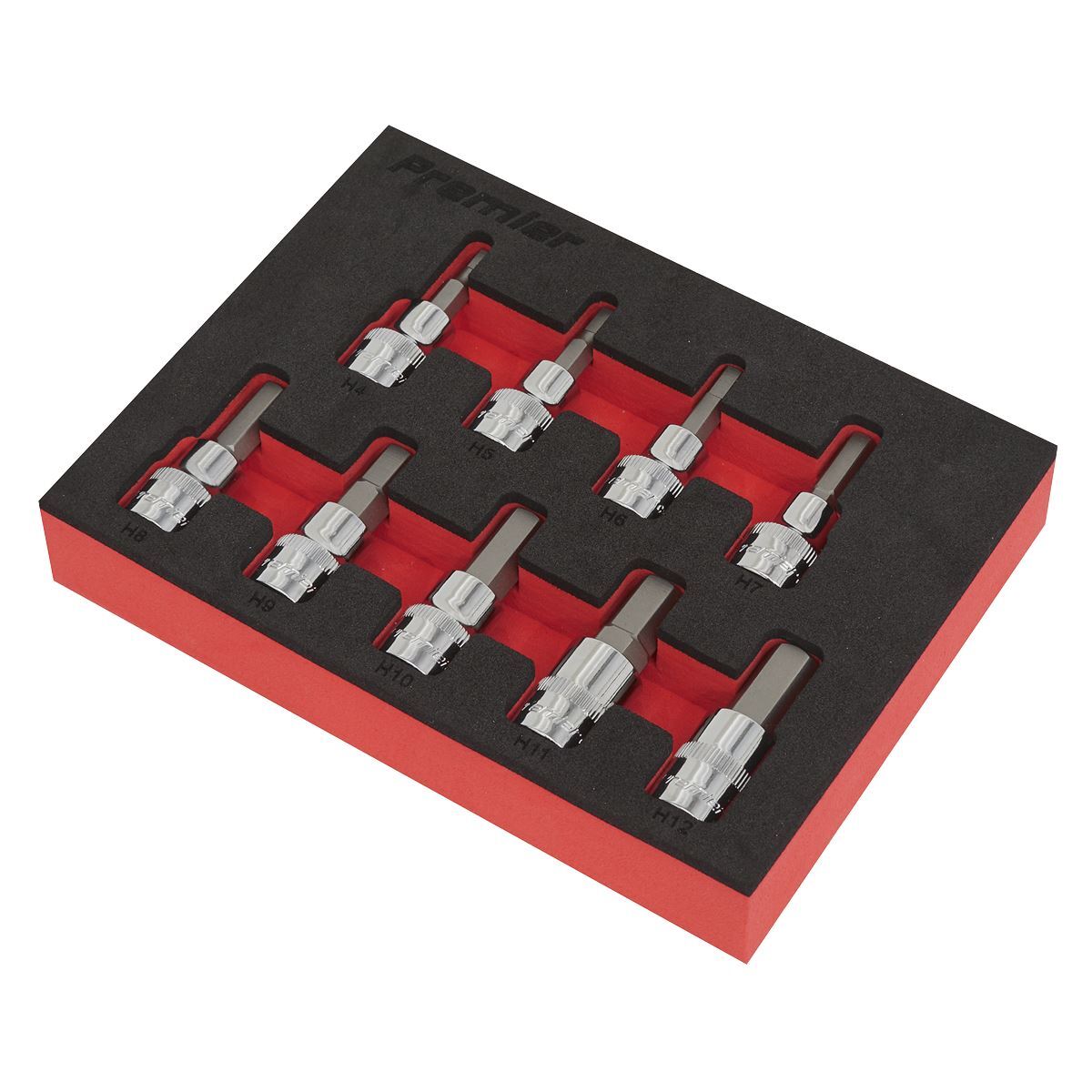 Sealey Hex Socket Bit Set 9pc 3/8""Sq Drive Metric AK6240