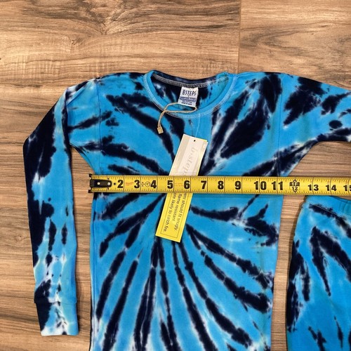 B Steps Layette Kids Boys Size 7 YEARS Snug Fit Blue Tie Dyed Pajama Top Bottoms - Picture 10 of 11